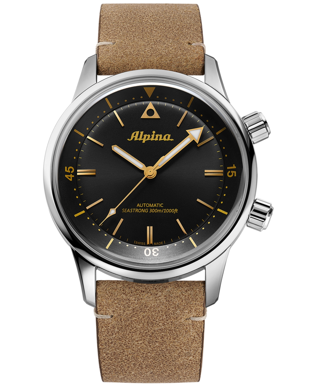 Alpina Men's Swiss Automatic Seastrong Diver Brown Leather Strap Watch 42mm