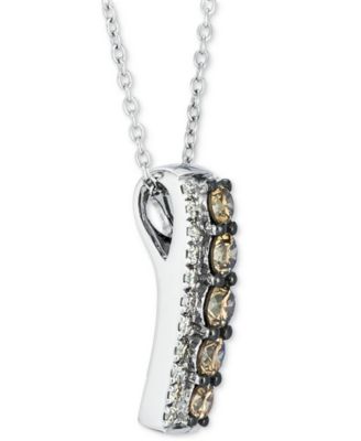 Chocolate Diamond (1/2 ct. t.w.) & Nude Diamond (1/4 ct. t.w.) Vertical Halo 18" Pendant Necklace in 14k White Gold