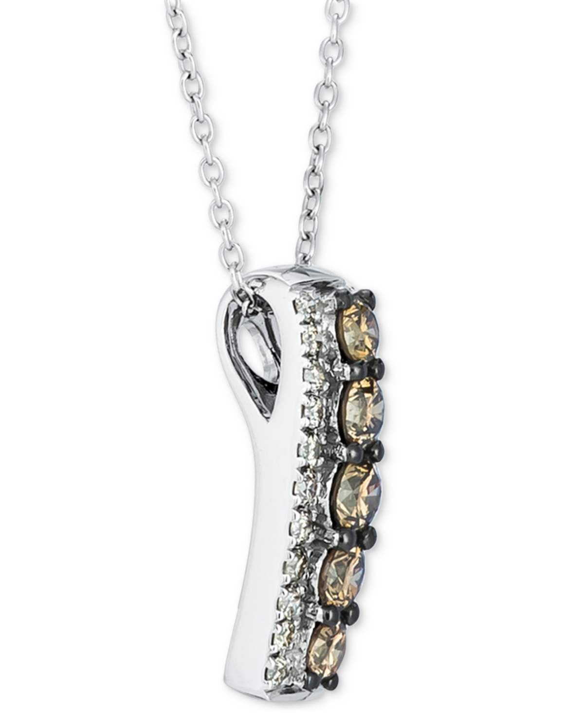 Le Vian Chocolate Diamond (1/2 Ct. T.w.) & Nude Diamond (1/4 Ct. T.w.) Vertical Halo 18" Pendant Necklace In