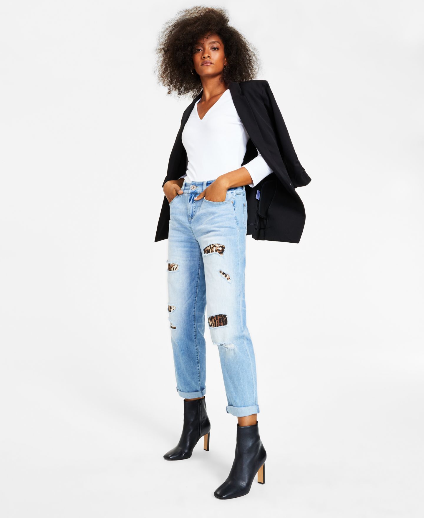 Женский пиджак I.N.C. International Concepts Petite Menswear Blazer, цвет: Глубокий чёрный — фото 3