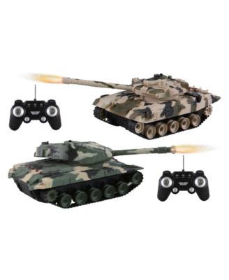 Jupiter Creations 2 Full Function Remote Control Battling Tanks with Infrared Sensors, Light and Sound Effects, Controllable Turret and Built in Battle Game, 5 Pieces