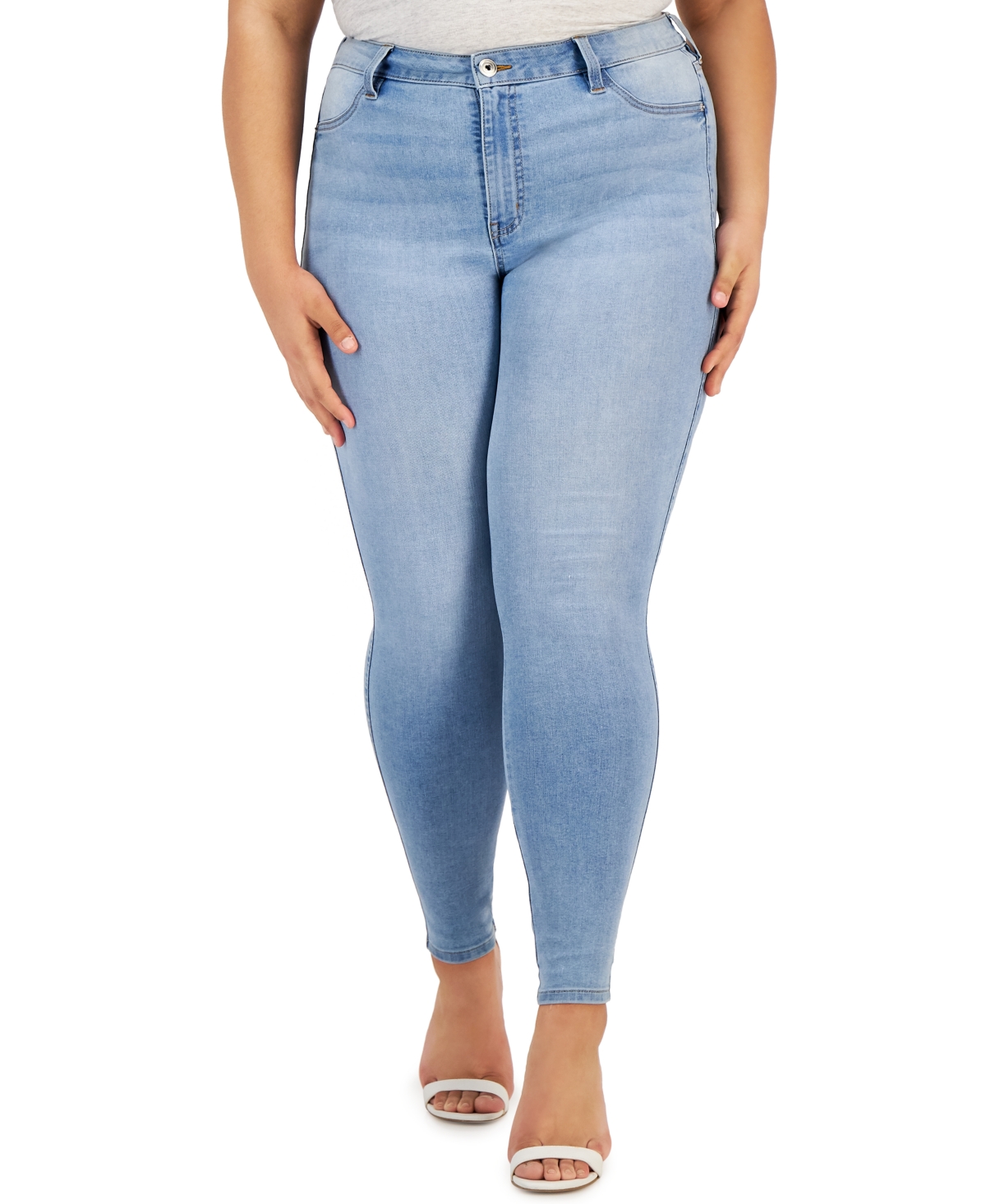 Celebrity Pink Trendy Plus Size High Rise Skinny Ankle Jeans In Off Spin