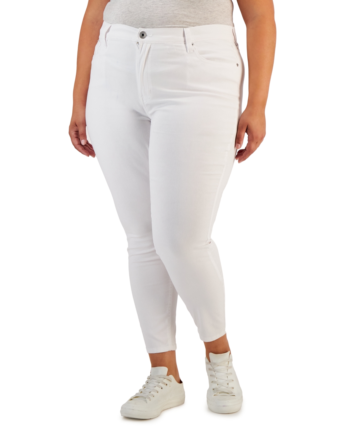 Trendy Plus Size Skinny Ankle Jeans - Optic White