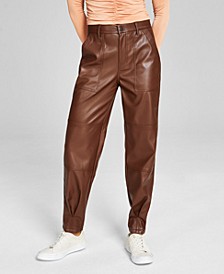 Women's Faux-Leather Utility Pants