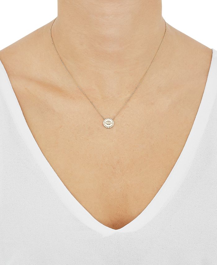 Macy's Diamond Accent Evil Eye 171/4" Pendant Necklace in 14k Gold