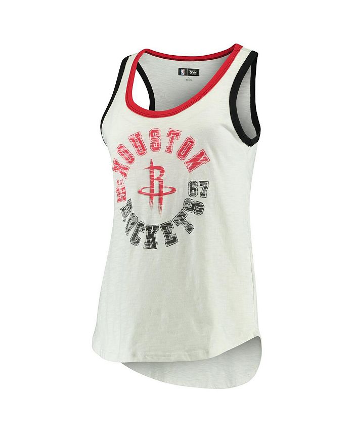 G Iii 4her By Carl Banks Womens White Houston Rockets Reverse Standing Sueded Slub Tank Top 