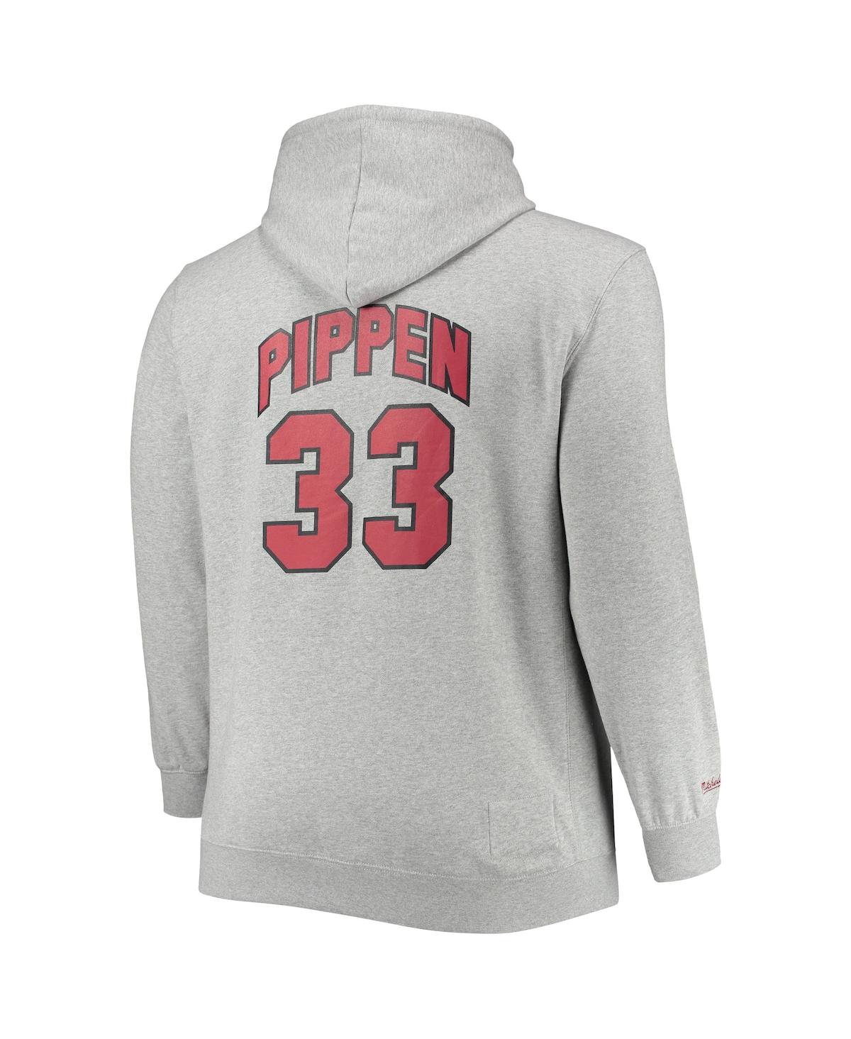 Mitchell & Ness Scottie Pippen Heathered Gray Chicago Bulls Big & Tall Name & Number Pullover Hoodie In Heathered Gray
