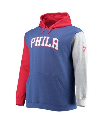Men's Royal, Red Philadelphia 76ers Big and Tall Double Contrast Pullover Hoodie