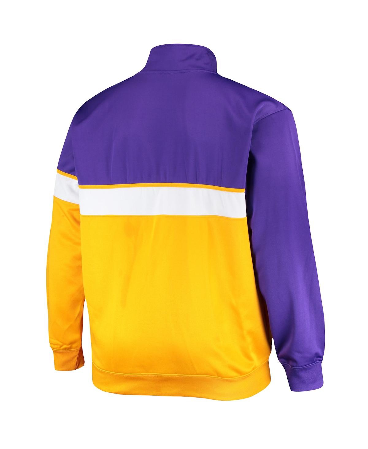 Shop Profile Men's Purple, Gold Los Angeles Lakers Big And Tall Pieced Body Full-zip Track Jacket In Purple,gold