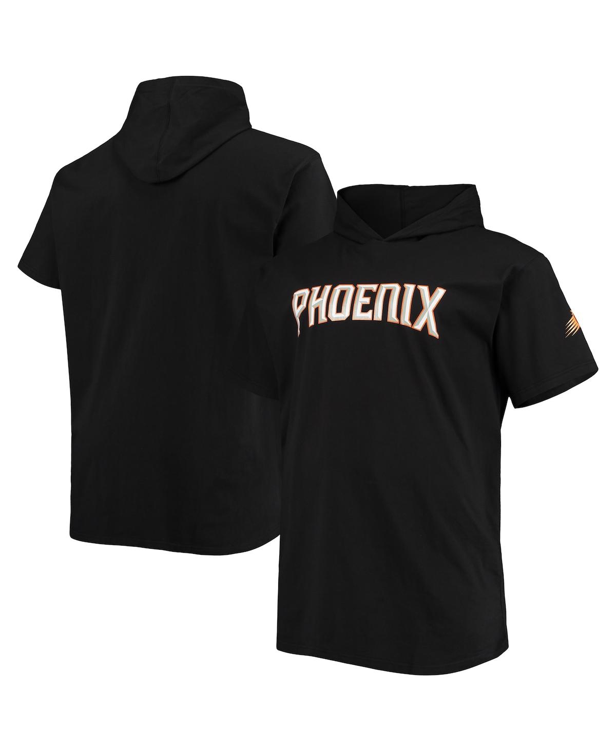 Men's Black Phoenix Suns Big and Tall 2-Hit Short Sleeve Pullover Hoodie - Black
