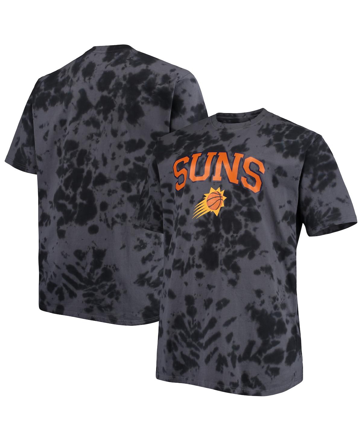 Profile Men's Black Phoenix Suns Big And Tall Marble Dye Tonal Performance T-shirt In Black