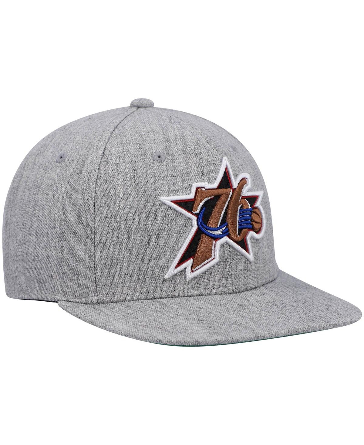 Mitchell & Ness Men's  Heathered Gray Philadelphia 76ers Hardwood Classics Team 2.0 Snapback Hat In Heathered Gray
