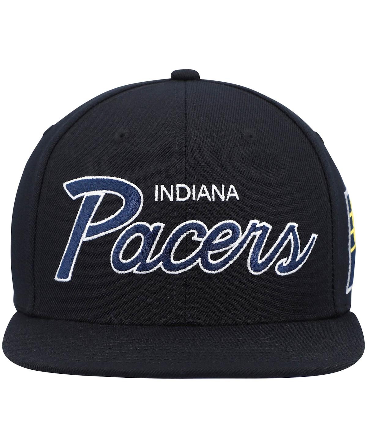Mitchell & Ness Men's  Black Indiana Pacers Hardwood Classics Mvp Team Script 2.0 Snapback Hat In Black