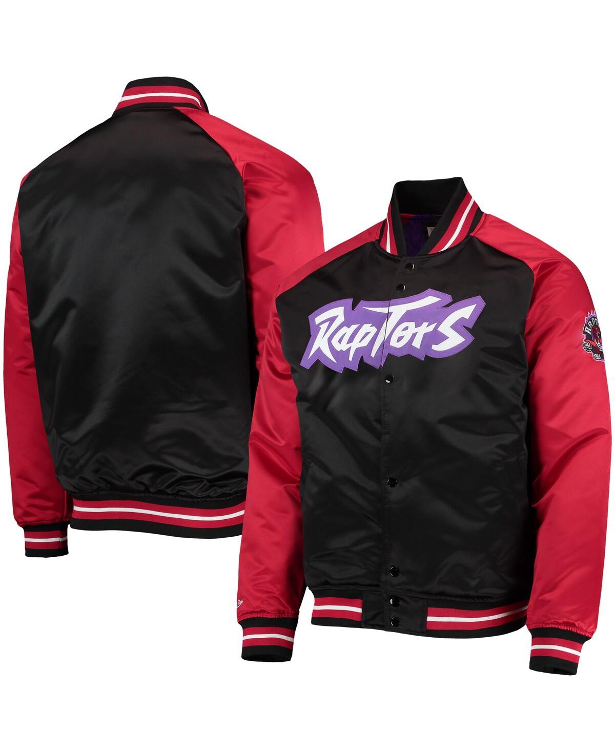 Mitchell & Ness Black/red Toronto Raptors Hardwood Classics Reload 3.0 Raglan Full-snap Satin Jacket In Black,red