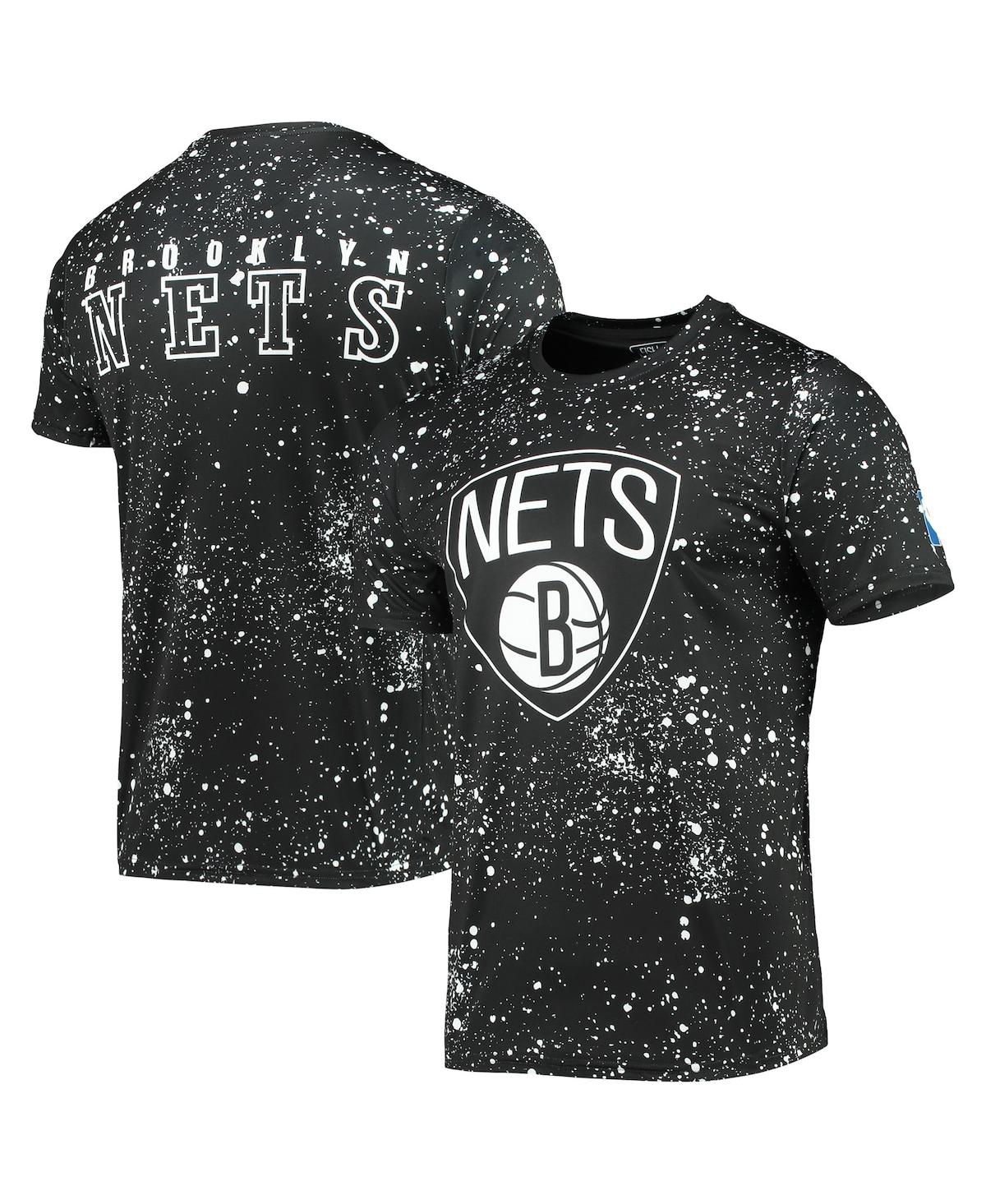 Men's Black Brooklyn Nets Splatter Print T-shirt - Black