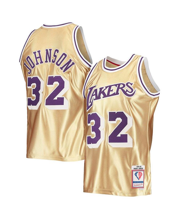 Mitchell & Ness Men's Magic Johnson Gold Los Angeles Lakers 75th Anniversary  1984-85 Hardwood Classics Swingman Jersey - Macy's in 2023