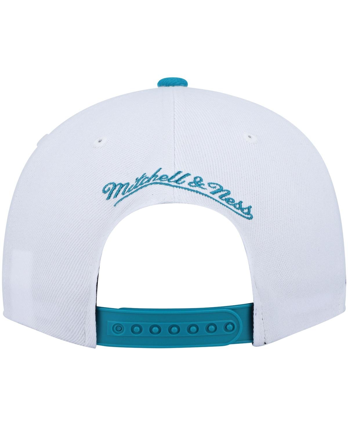 Mitchell & Ness Men's  White And Teal Charlotte Hornets Hardwood Classics Snapback Hat In White,teal
