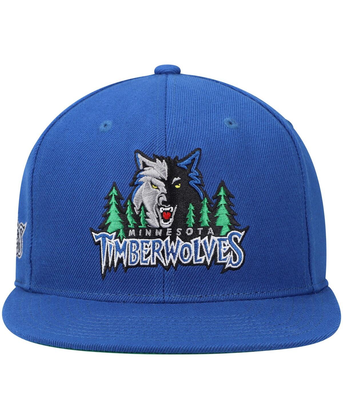 Mitchell & Ness Men's  Blue Minnesota Timberwolves Hardwood Classics Snapback Hat In Blue