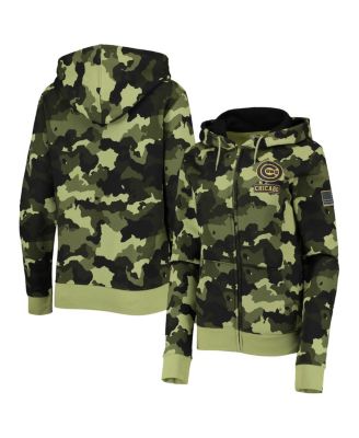 Women's Green Chicago Cubs 2022 MLB Armed Forces Day Camo Full-Zip Hoodie