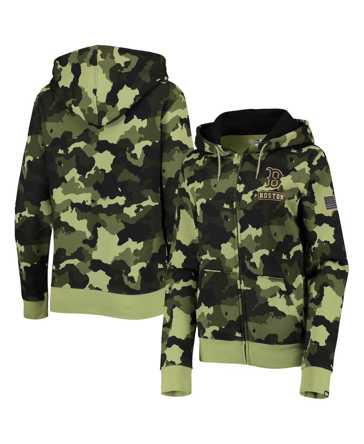 New Era Women's  Green Boston Red Sox 2022 Mlb Armed Forces Day Camo Full-zip Hoodie