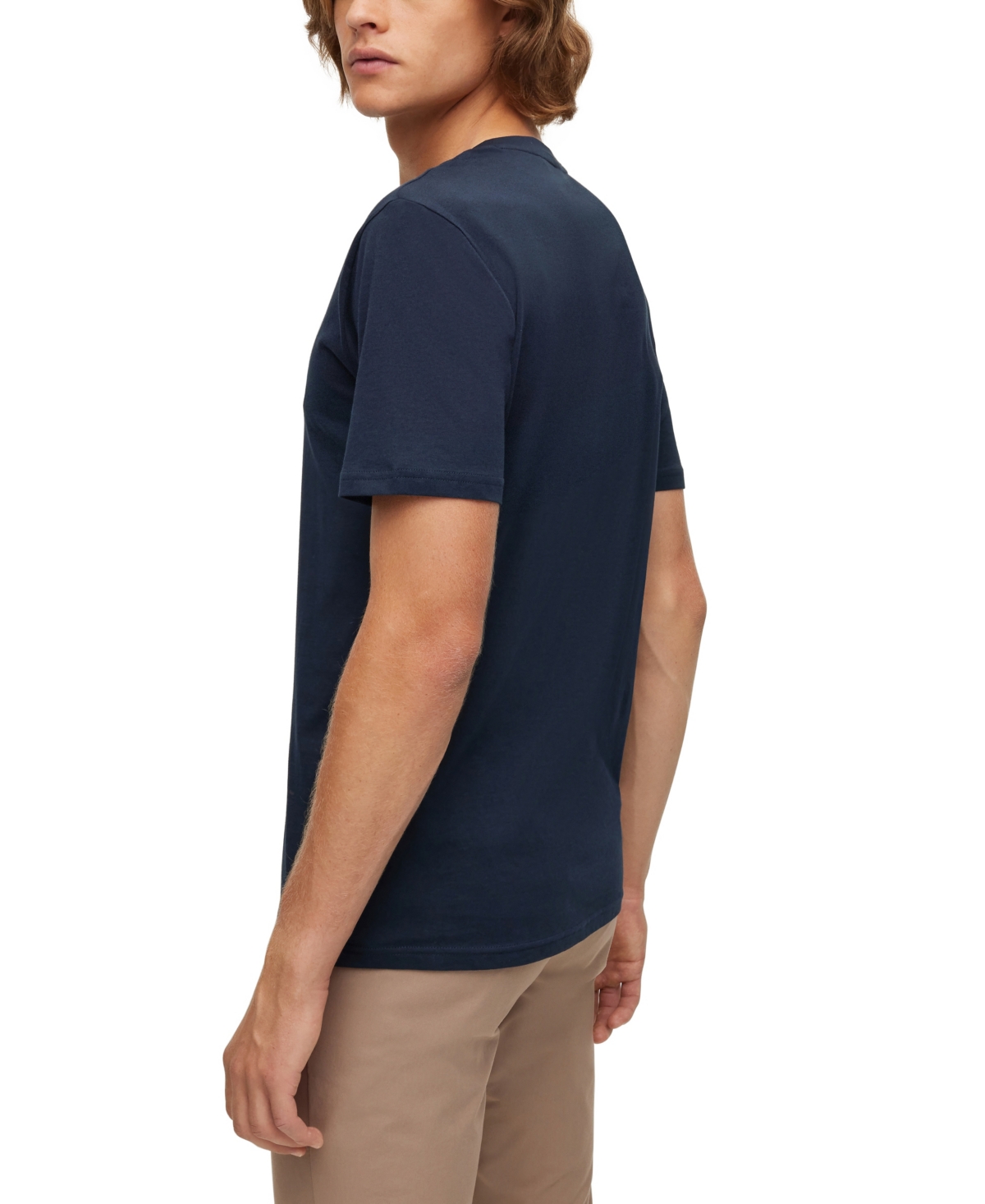 Hugo Boss Logo-print Cotton T-shirt In Blue