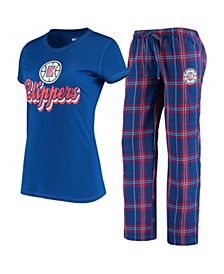 Women's Royal, Red LA Clippers Ethos T-shirt and Pants Sleep Set