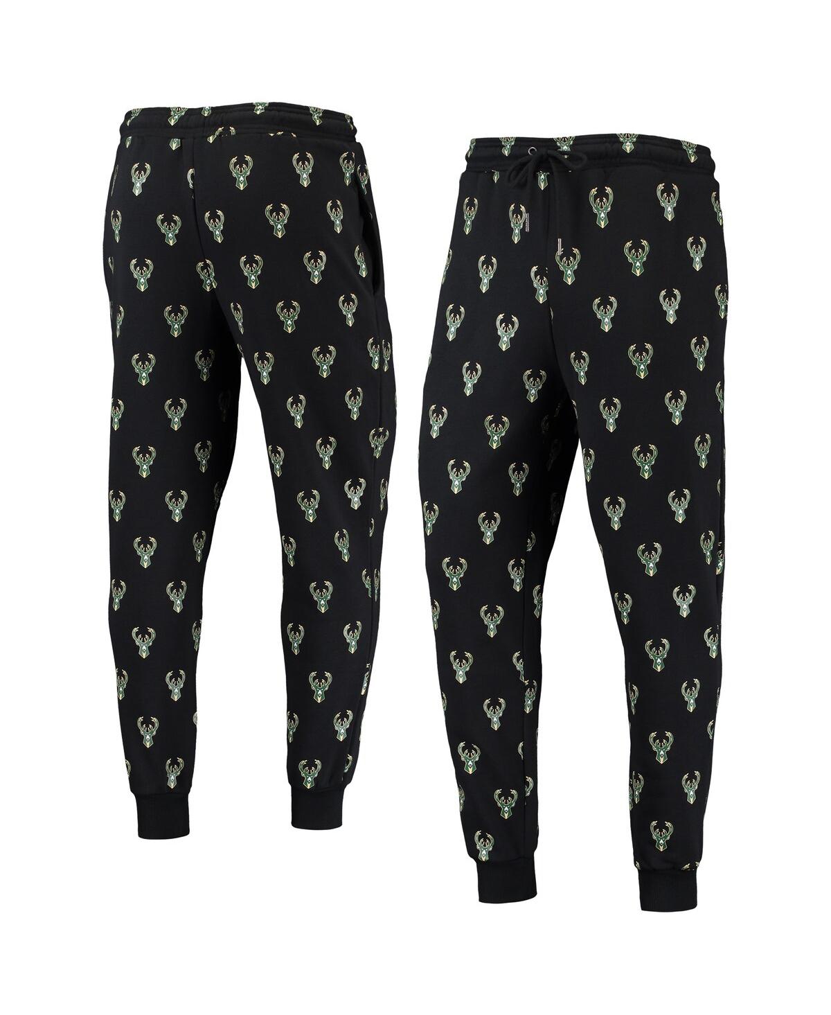 Shop The Wild Collective Men's  Black Milwaukee Bucks Allover Logo Jogger Pants