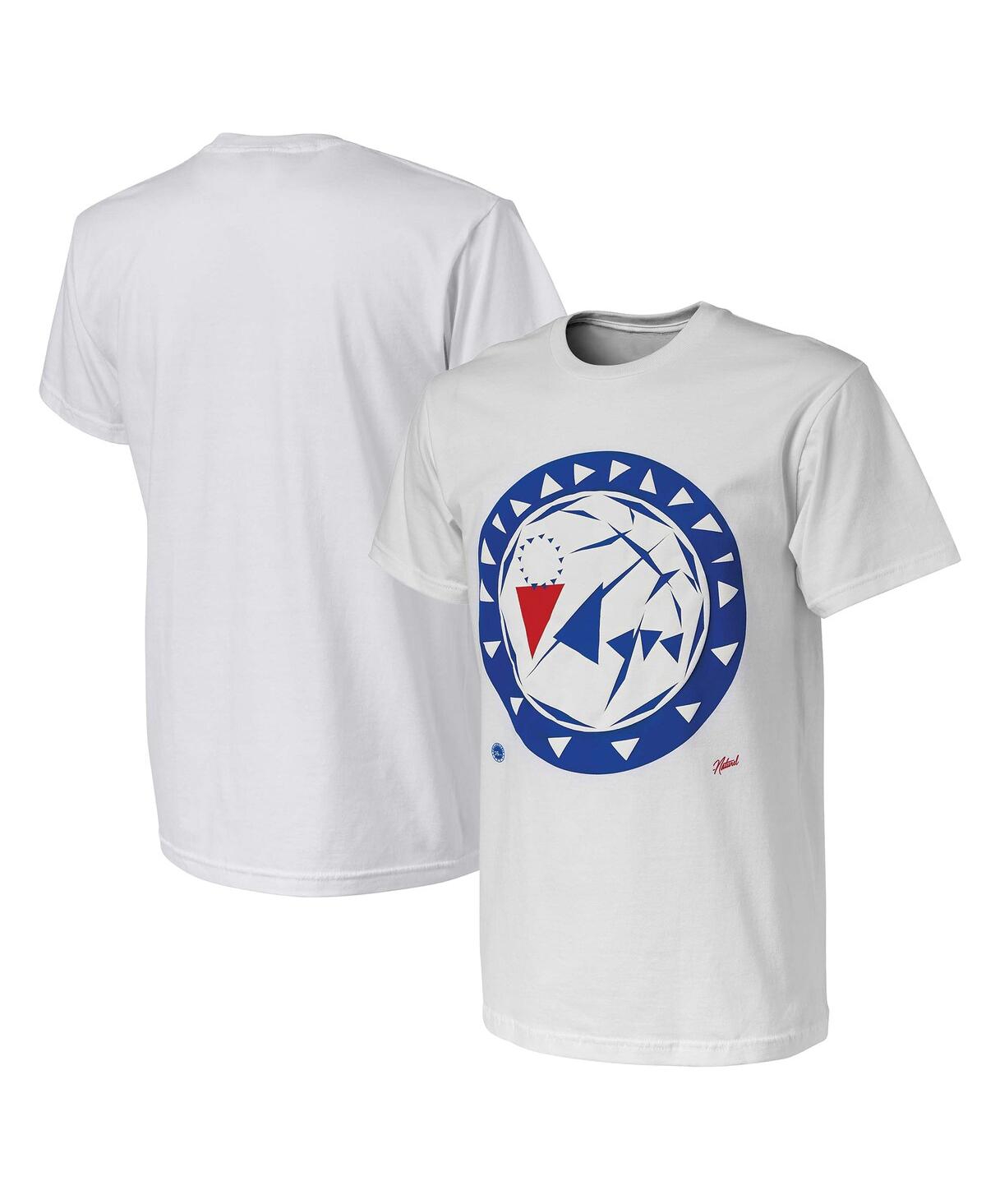 Shop Nba Exclusive Collection Men's Nba X Naturel White Philadelphia 76ers No Caller Id T-shirt