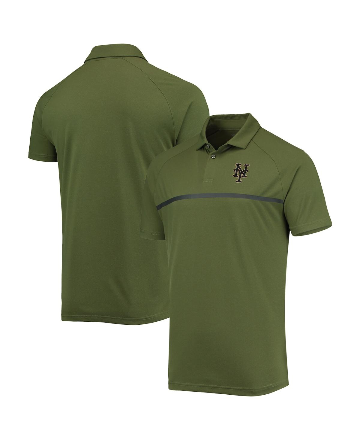 Men's Levelwear Olive New York Mets Delta Sector Raglan Polo Shirt - Olive