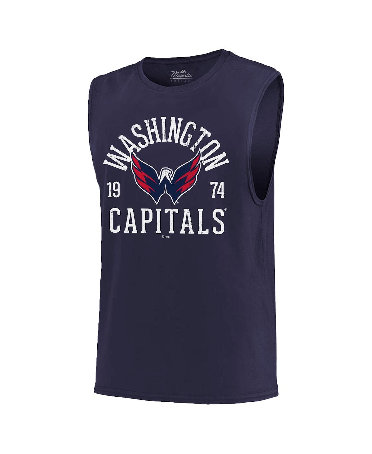 Shop Majestic Men's  Threads Navy Washington Capitals Softhand Muscle Tank Top