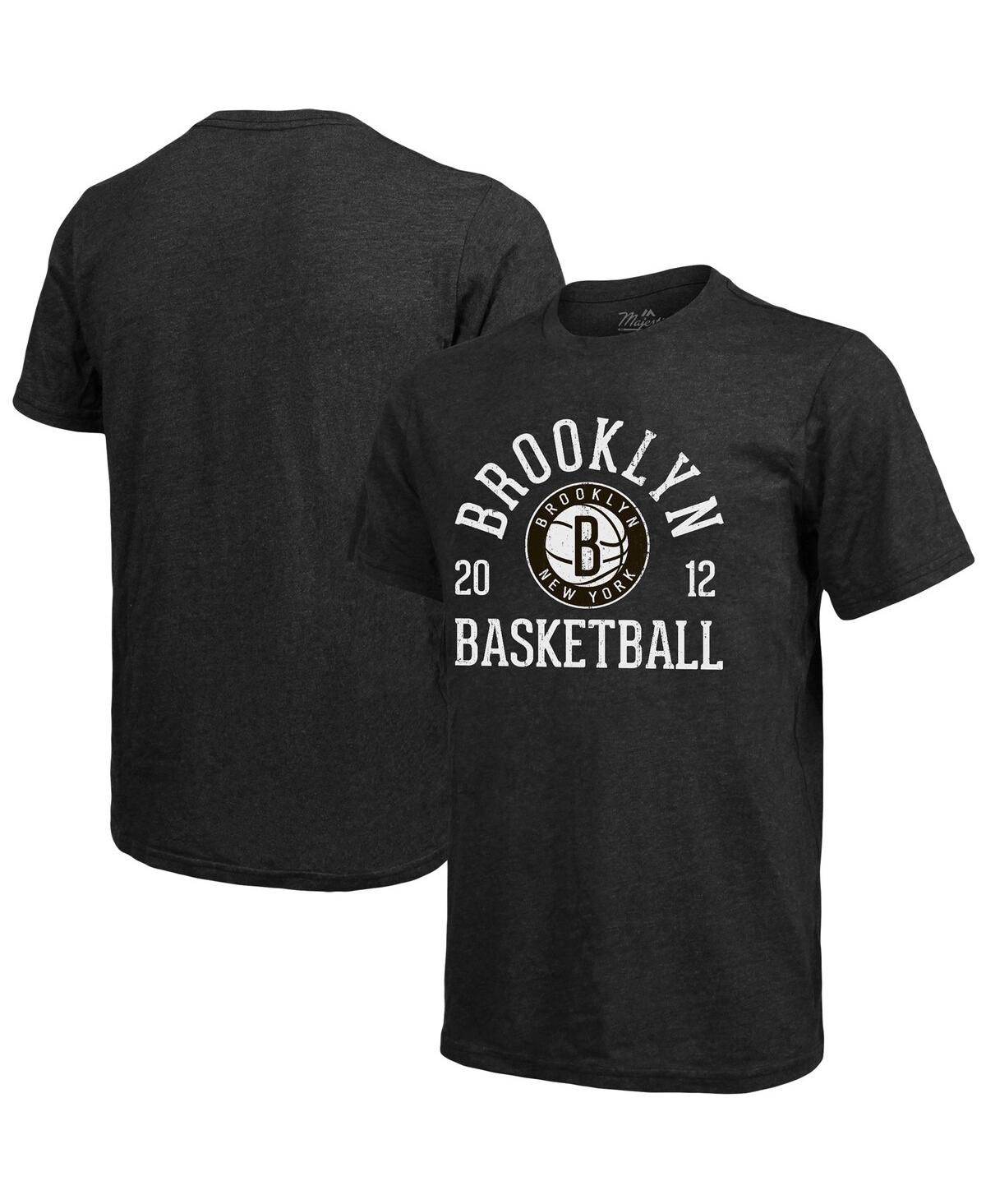 Men's Majestic Threads Heathered Black Brooklyn Nets Ball Hog Tri-Blend T-shirt - Heathered Black