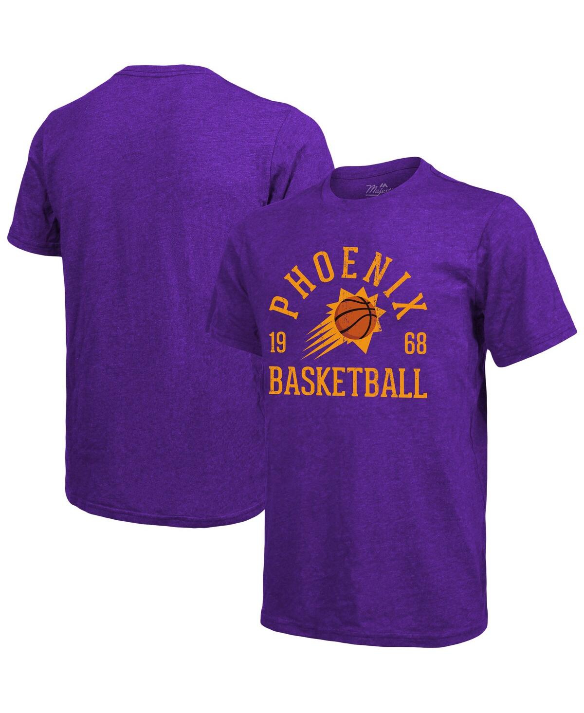 Shop Majestic Men's  Threads Heathered Purple Phoenix Suns Ball Hog Tri-blend T-shirt