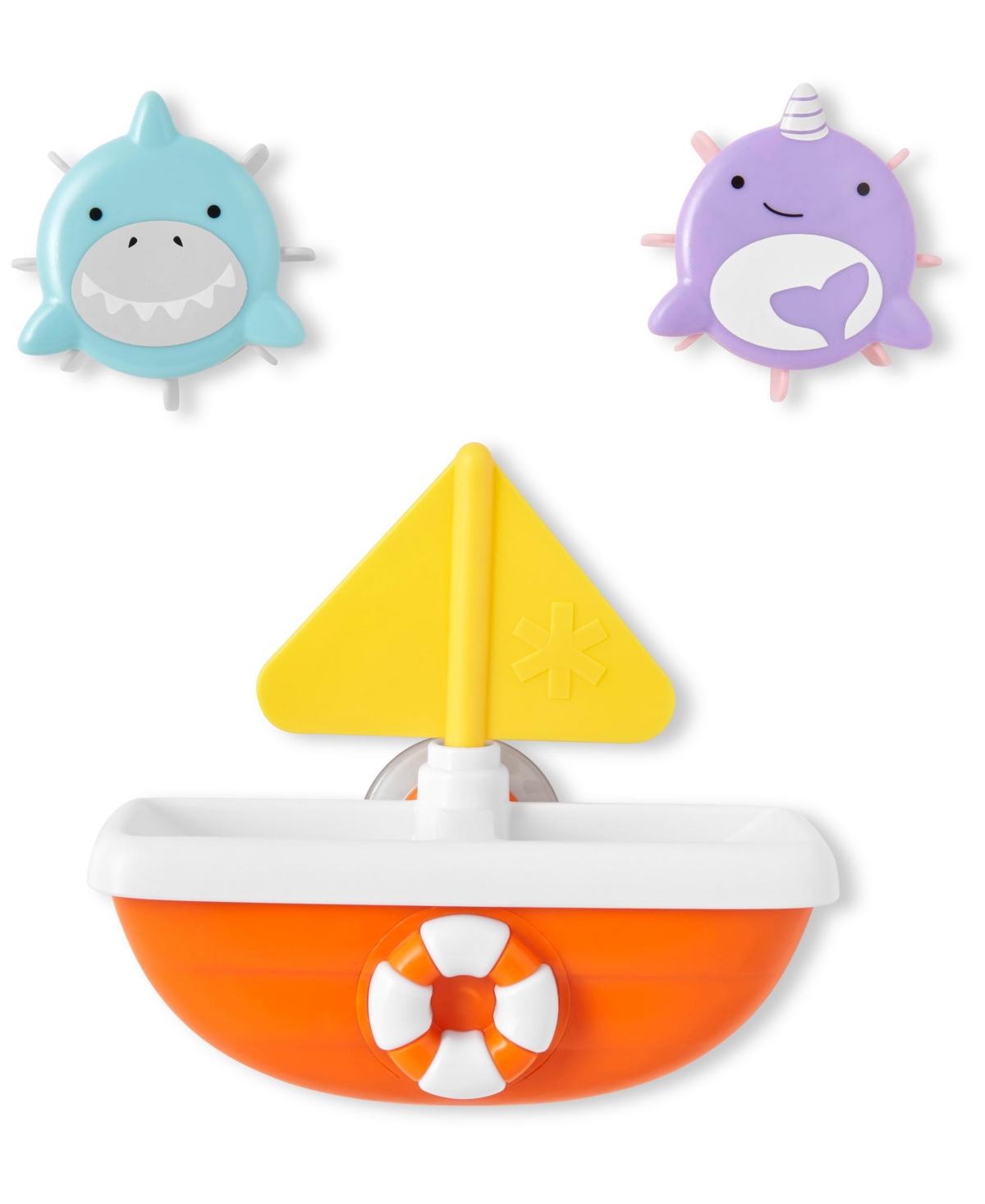 Skip Hop Babies' Zoo Tip And Spin Boat, Shark, Narwhal, 3 Piece Set In Multi
