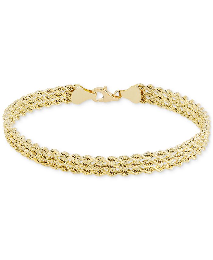 Macy's Triple Row Rope Link Chain Bracelet in 10k Gold, Created for