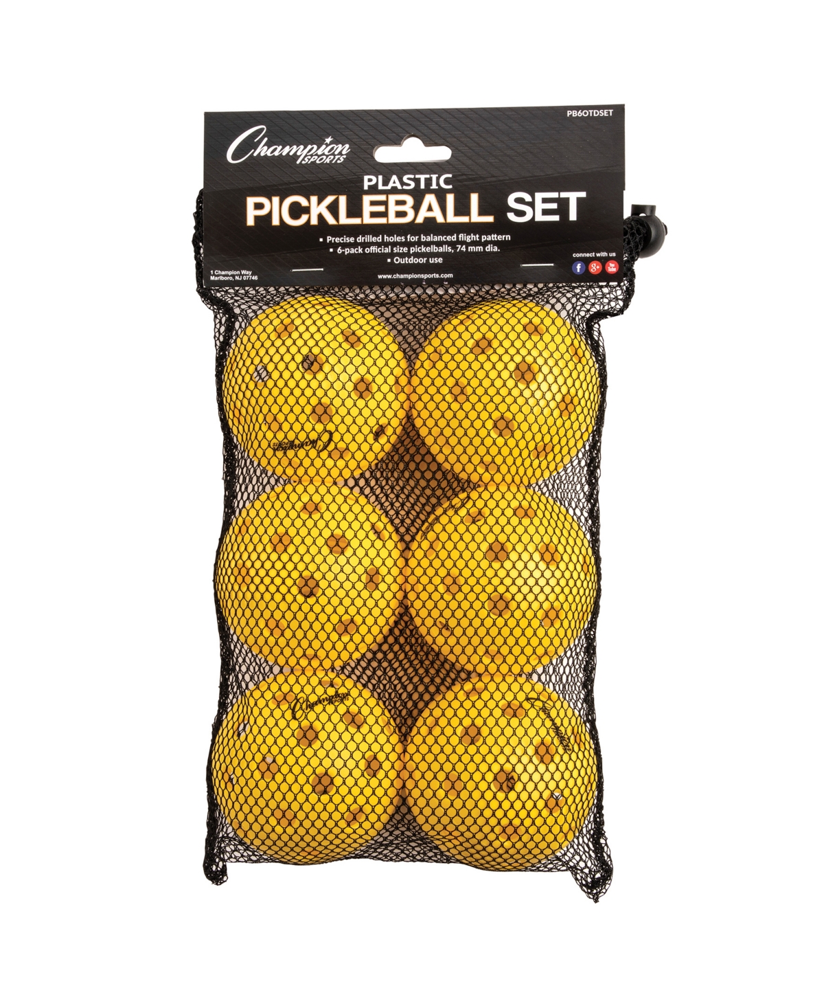 Shop Champion Sports Recreational Outdoor Pickle Ball Set, Pack Of 6 In Yellow