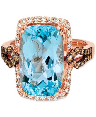 Le Vian - Blue Topaz (9-1/3 ct. t.w.) & Diamond (1/2 ct. t.w.) Ring in 14k Rose Gold
