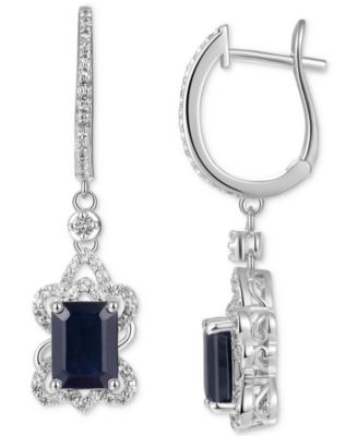 Macy's - Emerald (3 ct. t.w.) & White Sapphire (5/8 ct.t .w.) Leverback Drop Earrings in Gold-Plated Sterling Silver (Also in Ruby & Sapphire)