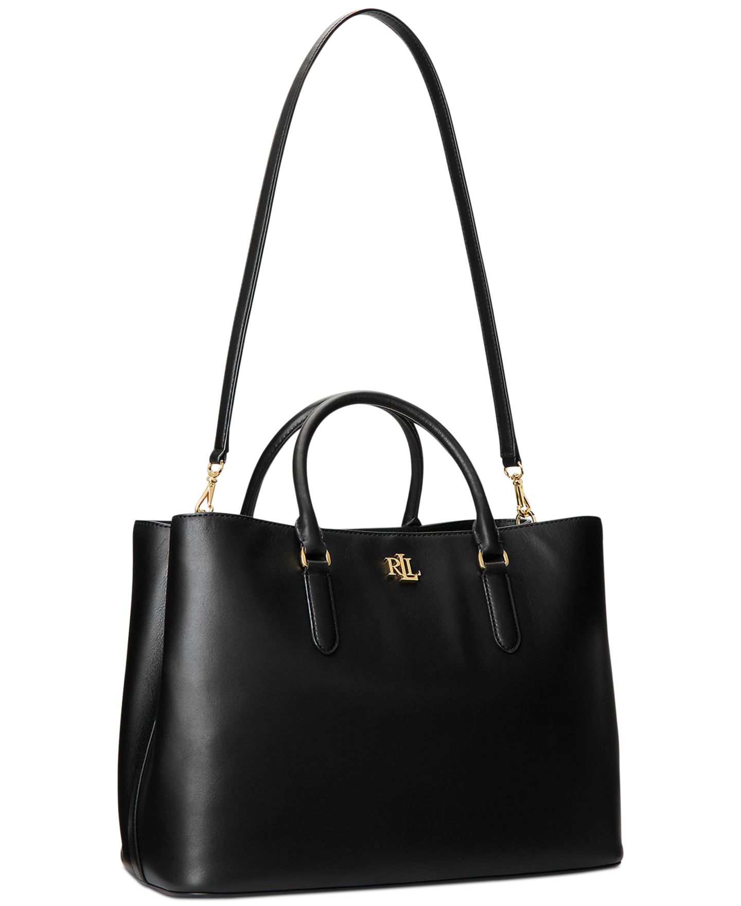 Женская сумка Lauren Ralph Lauren Full-Grain Leather Large Marcy Satchel, цвет: Чёрный — фото 5