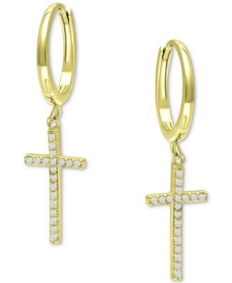 Giani Bernini Cubic Zirconia Baguette Cross Stud Earrings in Sterling  Silver, Created for Macy's