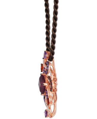 Crazy Collection&reg; Multi-Gemstone Swirl Silk Cord 20" Pendant Necklace (8-1/2 ct. t.w.) in 14k Rose Gold