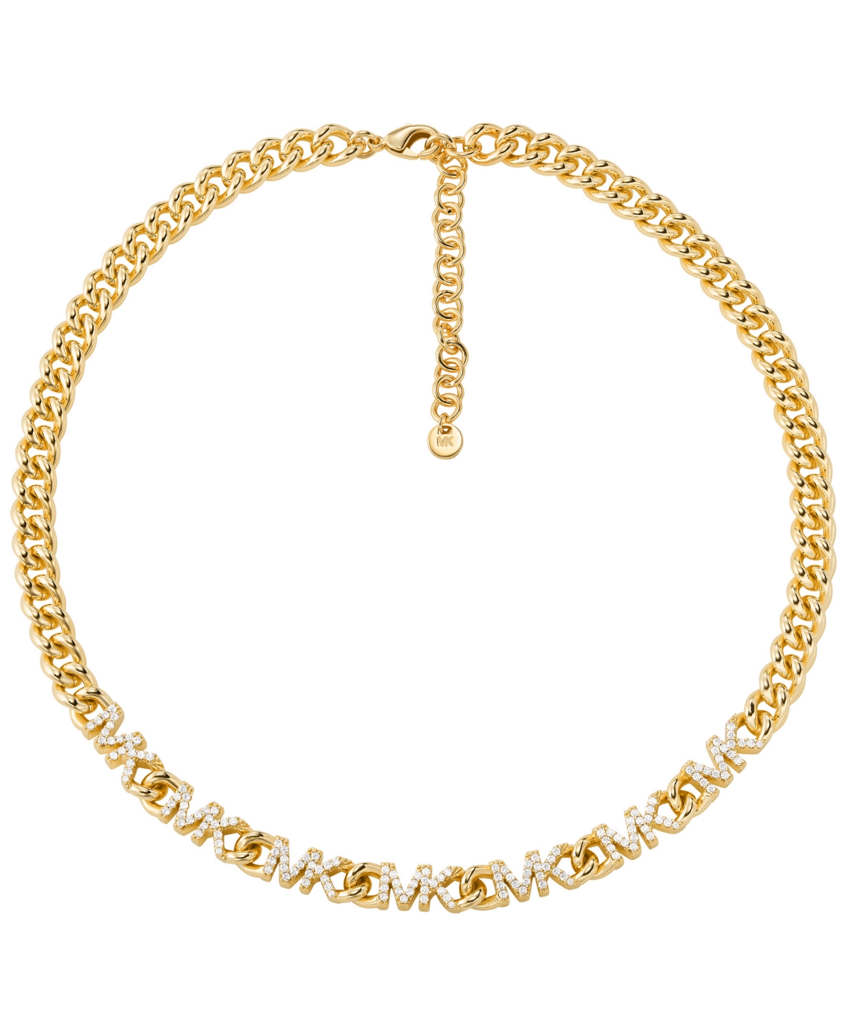 Michael Kors Brass Logo Collar Necklace In Gold Plating