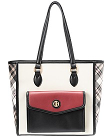 Mixed Plaid Colorblocked North South Tote, Created for Macy's 