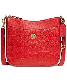 Embossed Signature Leather Chaise Crossbody