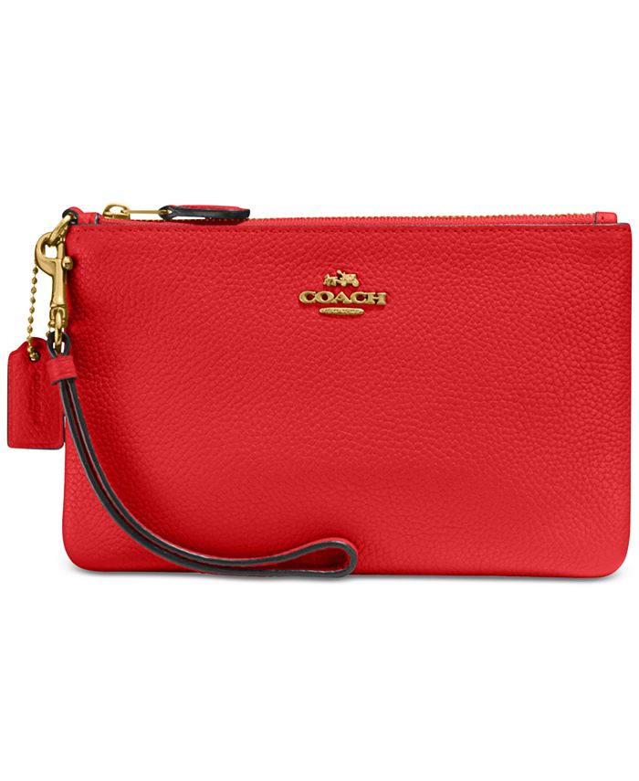 COACH Small Wristlet in Polished Pebble Leather & Reviews - Handbags &  Accessories - Macy's