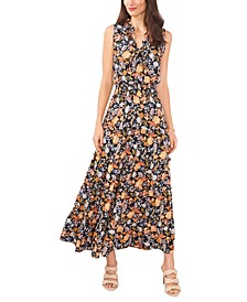 Women's Floral-Print Smocked-Waist Tiered Maxi Dress