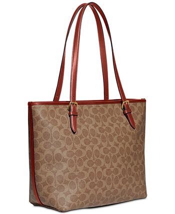 COACH Signature Coated Canvas Taylor Tote with C Dangle Charm - Macy's