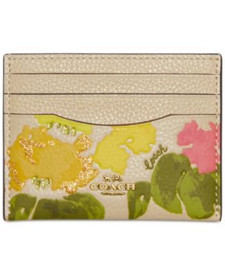 ★Coach★ Card case with floral print Coach Zip Card Case In Signature Canvas With Floral Print