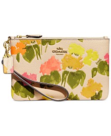 Floral Printed Leather Small Wristlet
