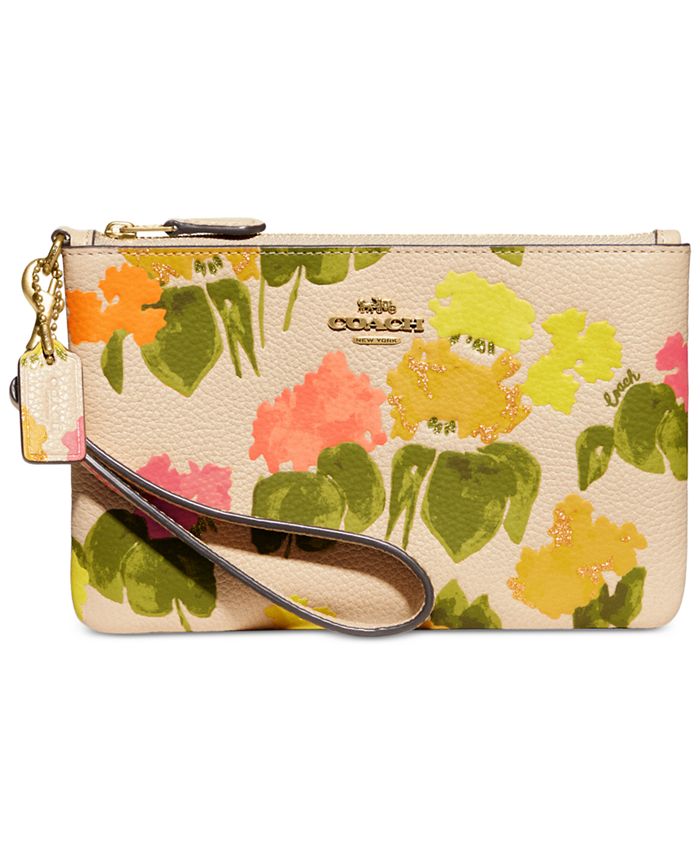 Coach Large Wristlet With Painted Floral Box Print