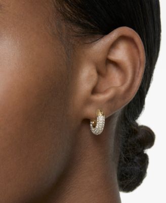 Gold-Tone Pav&eacute; Crystal Dextera Hoop Earrings, 0.62"